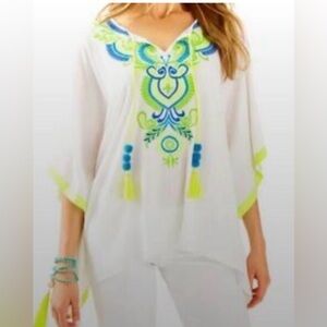 LILLY PULITZER Cait Boho Embroidered V-Neck Tunic Top Swim Coverup s/m